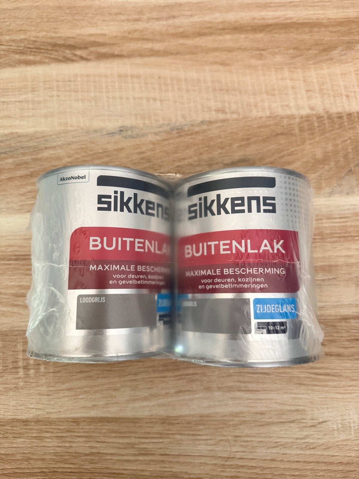 Sikkens Buitenlak Zijdeglans Loodgrijs 2x 0.75L, Nieuw, Ophalen of Verzenden, Lak, Grijs