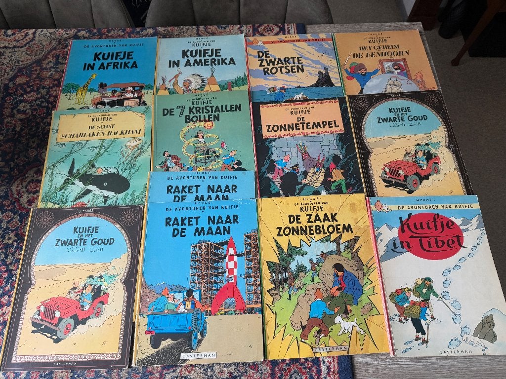 Kuifje 13 Albums waarvan 2 dubbel. Hergé, Meerdere stripboeken, Ophalen of Verzenden, Gelezen