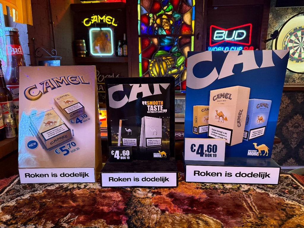 Camel tabak displays reclame sigaretten shag, Ophalen of Verzenden, Zo goed als nieuw, Reclamebord