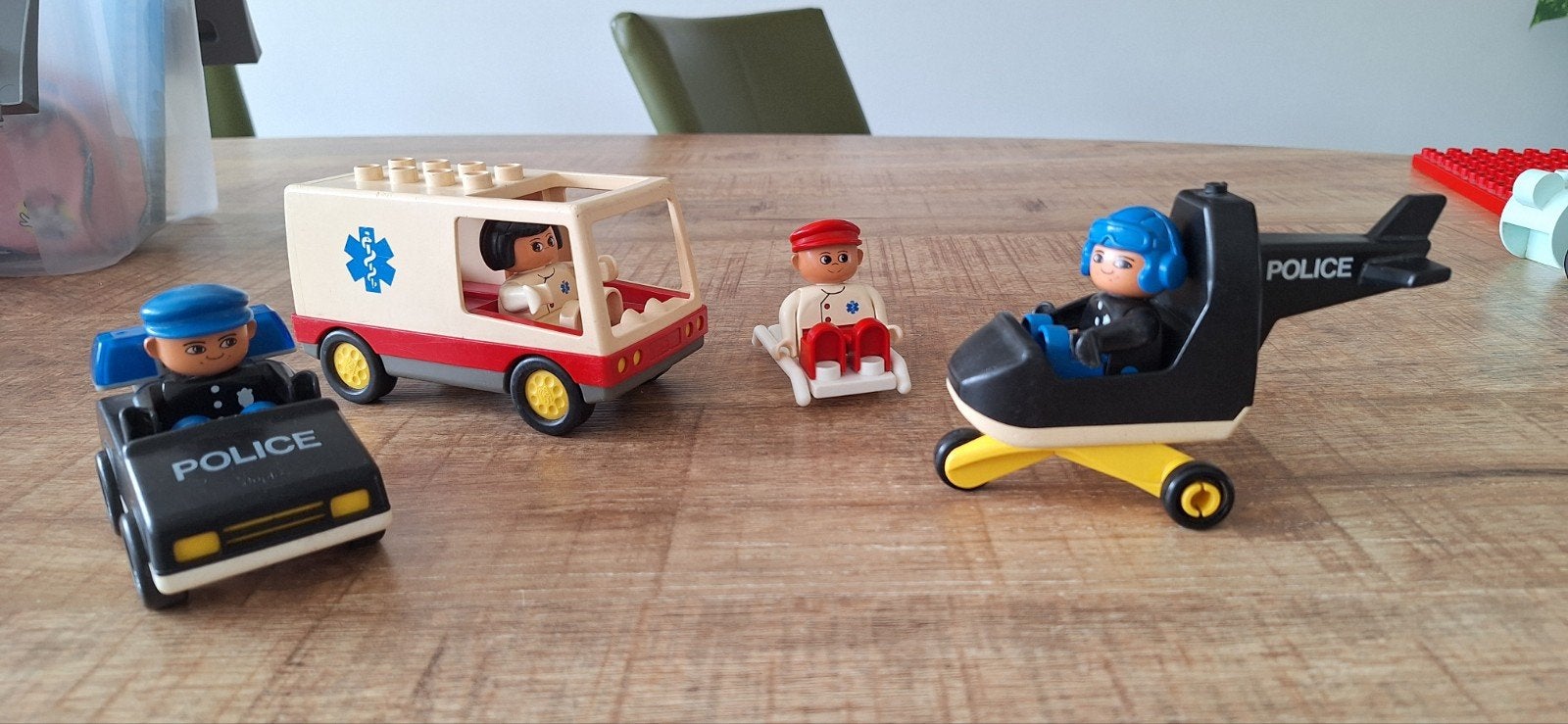 Duplo Politieauto, Helikopter & ambulance, Kinderen en Baby's, Ophalen, Inclusief minifiguren, Duplo, Complete set