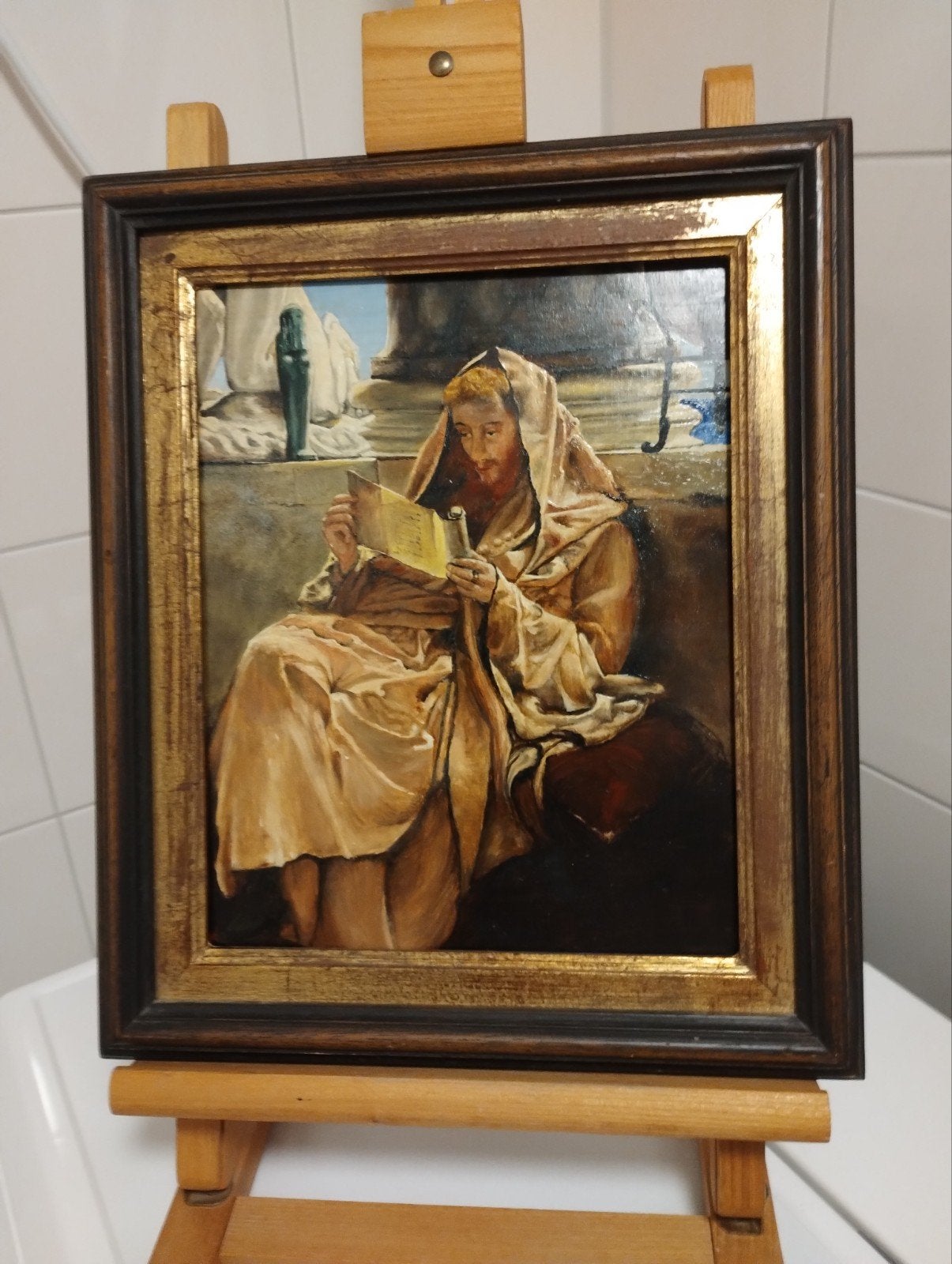 Olieverfstudie naar L. Alma-Tadema – "Proza" (1879), Antiek en Kunst, Ophalen of Verzenden