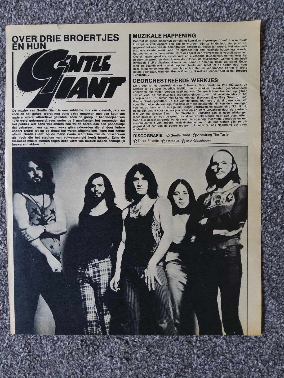 Gentle Giant, Ophalen of Verzenden, Boek, Tijdschrift of Artikel