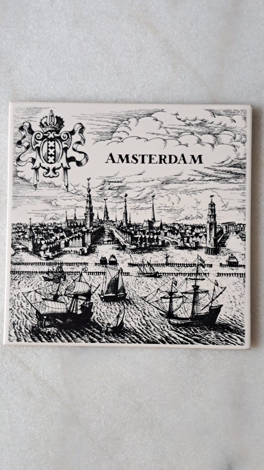 Wandtegel / tegel 700-jarig jubileum Amsterdam 1275-1975, Ophalen of Verzenden