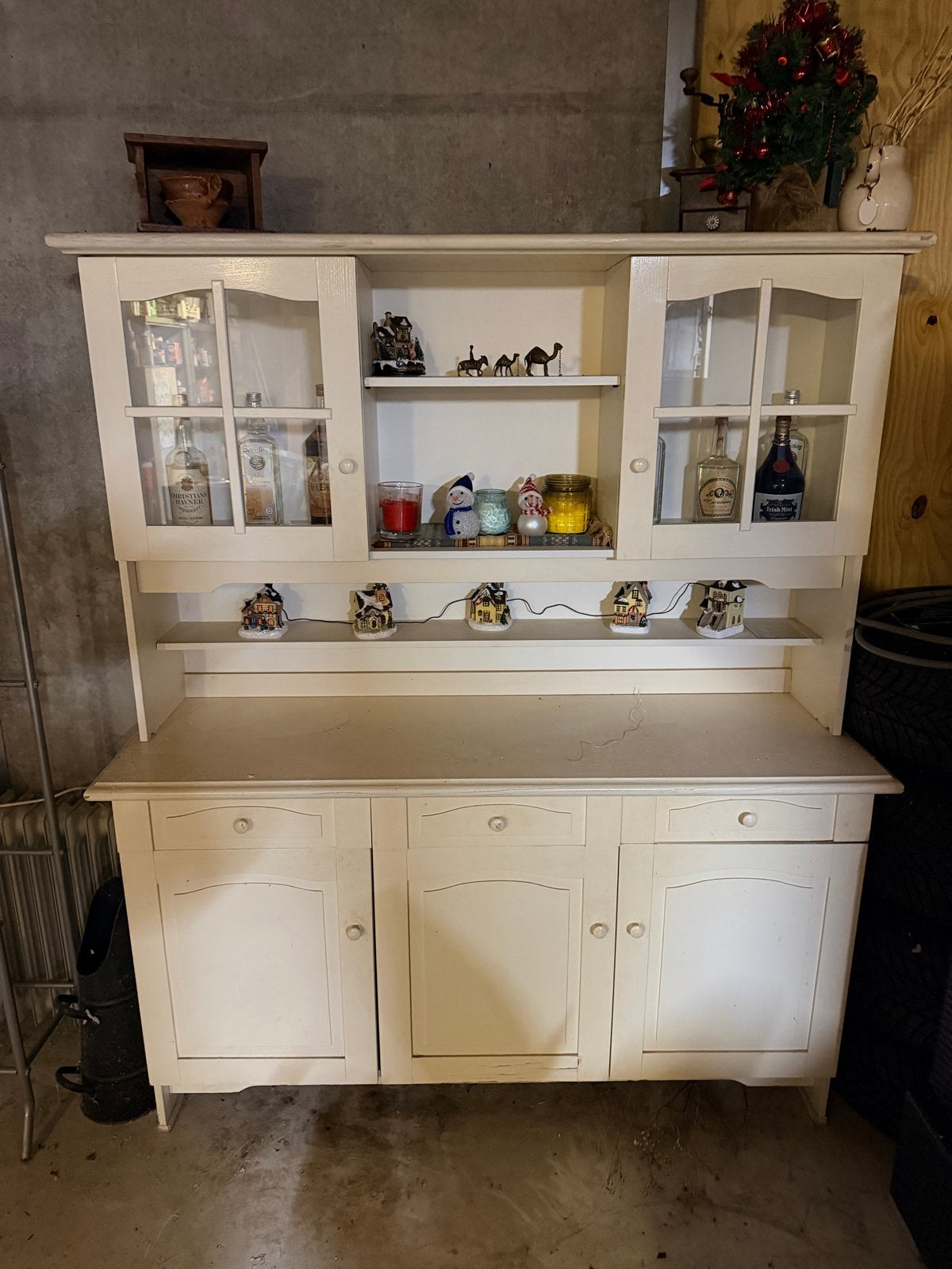 wit dressoir met vitrinekast - Landelijke stijl, Ophalen, Gebruikt, 100 tot 150 cm, Met lade(s)