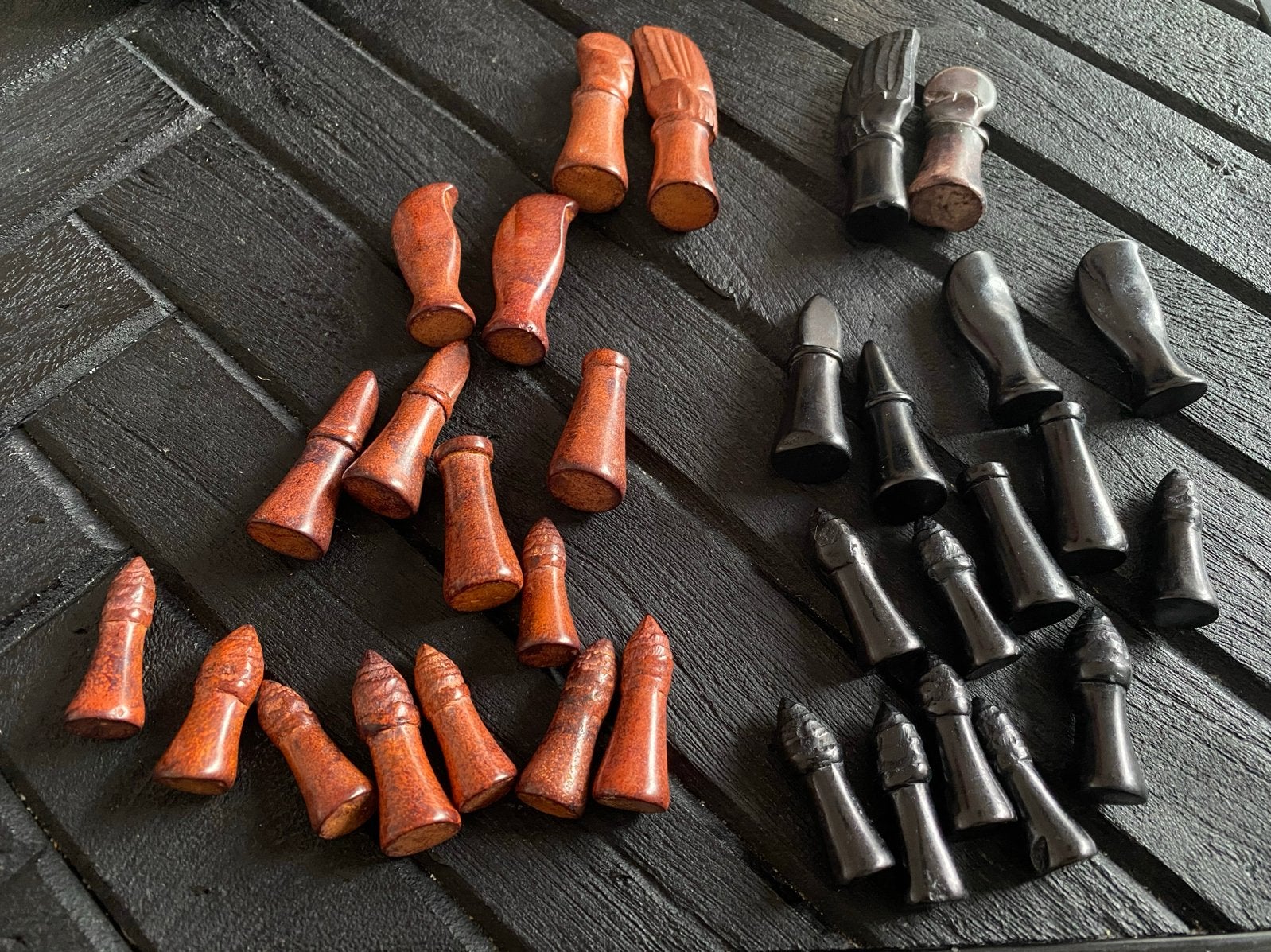Schaakstukken van natuursteen voor schaakspel, Een of twee spelers, Ophalen of Verzenden, Gebruikt