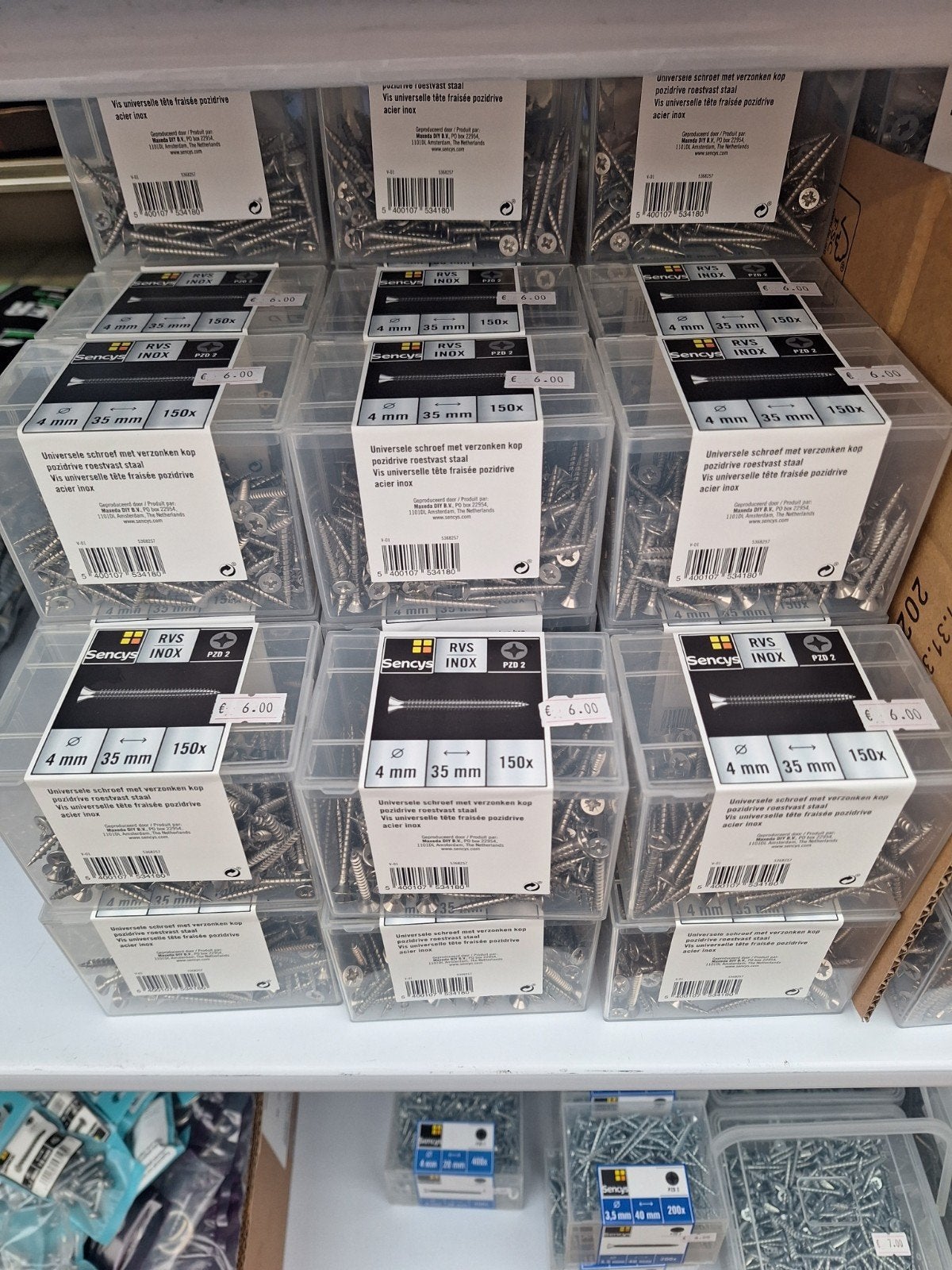 Sencys rvs schroeven 4x35 mm 150 stuks, Schroeven, Nieuw, Ophalen of Verzenden, Minder dan 50 mm