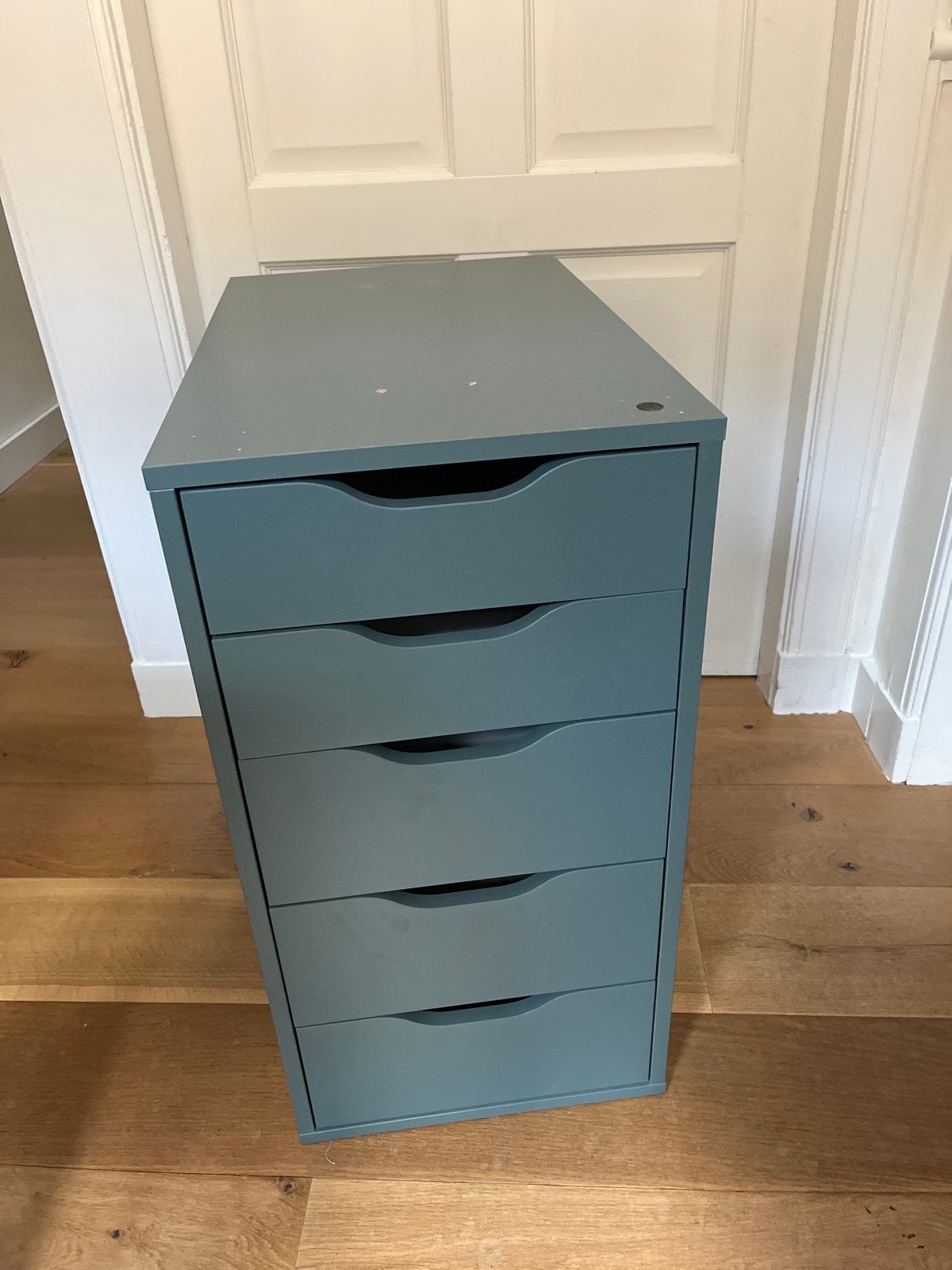 Ikea Ladekast Alex met 5 lades - Groenblauw, Ophalen, Minder dan 50 cm, Gebruikt, 5 laden of meer
