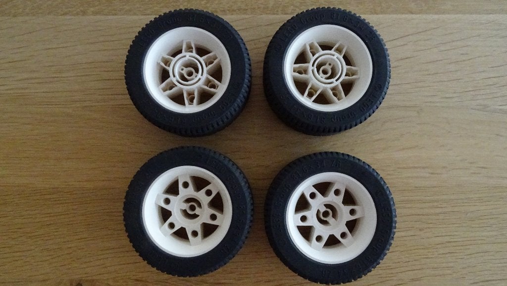 Vier stuks LEGO Technic wielen (partnummer 2998c01), Gebruikt, Lego, Ophalen of Verzenden, Technic