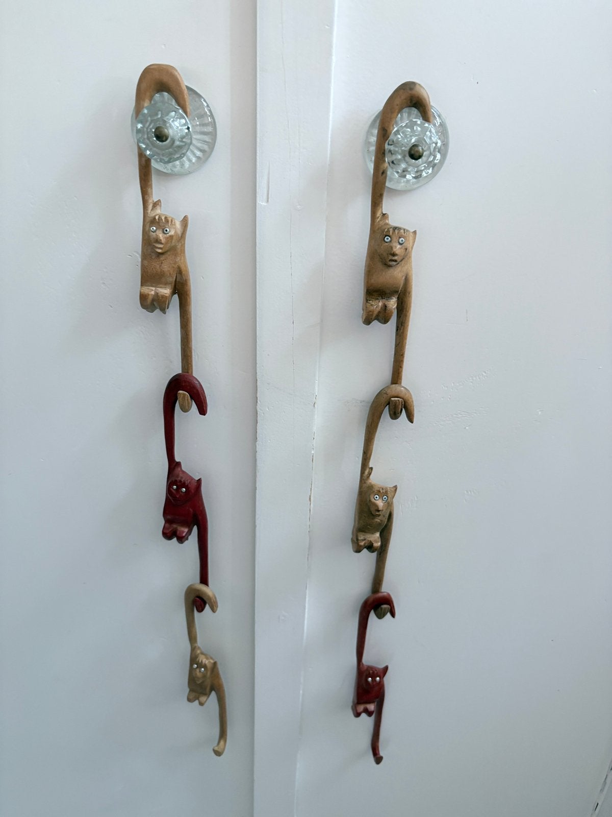 Vintage houten hangende aapjes, 6 stuks., Ophalen of Verzenden, Zo goed als nieuw, Bruin, Vintage