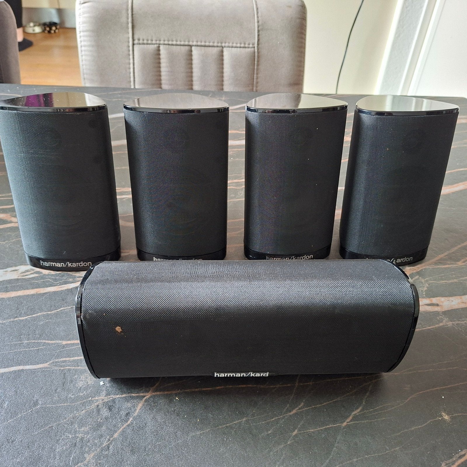 Harman Kardon Surround Speaker Set (5 stuks), Gebruikt, Surroundset, Minder dan 60 watt, Harman Kardon