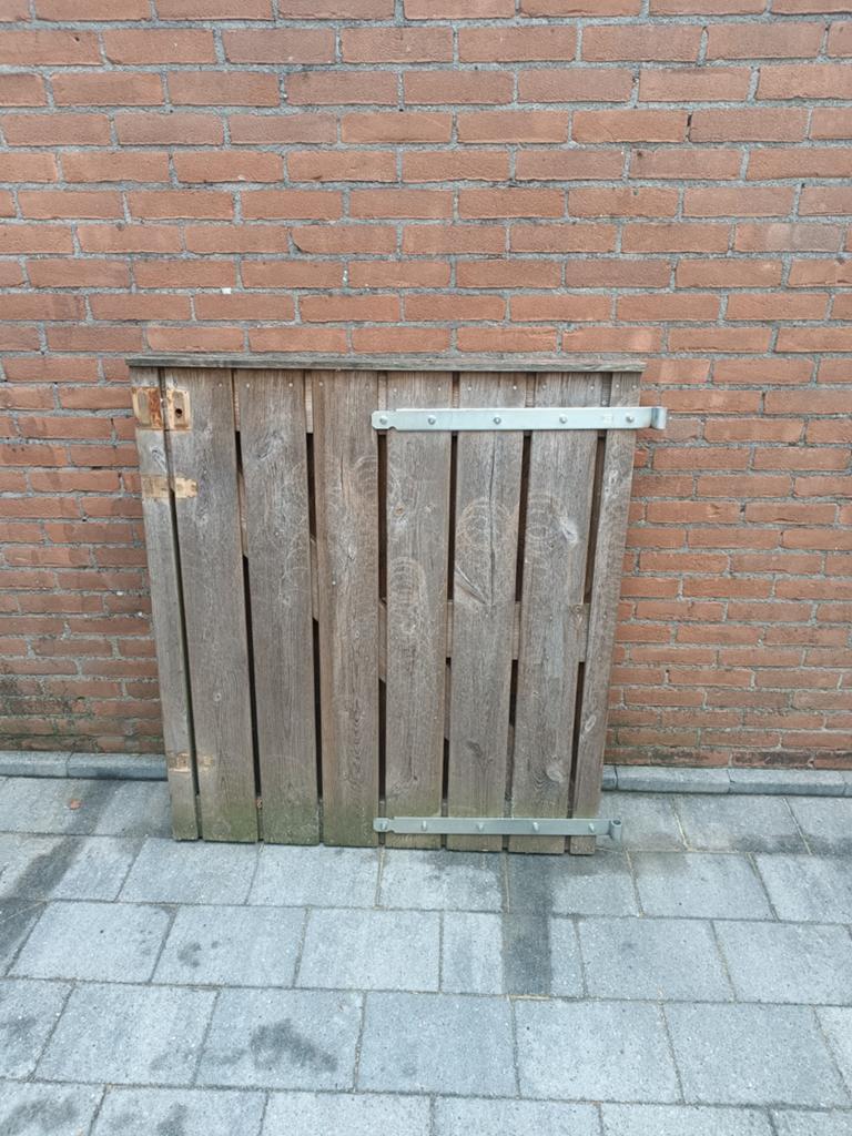 Houten poortdeur of schuttingdeel, Tuin en Terras, Schuttingen, Ophalen, Minder dan 3 meter, Hout, 1 tot 2 meter