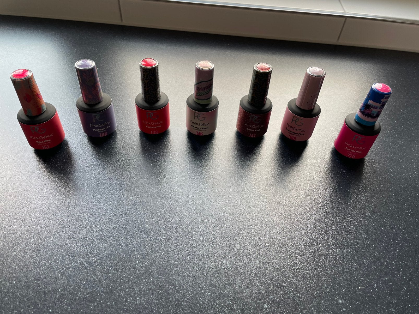 Pink Gellac starterset met 7 kleuren, Ophalen of Verzenden, Zo goed als nieuw, Overige kleuren, Handen en Nagels