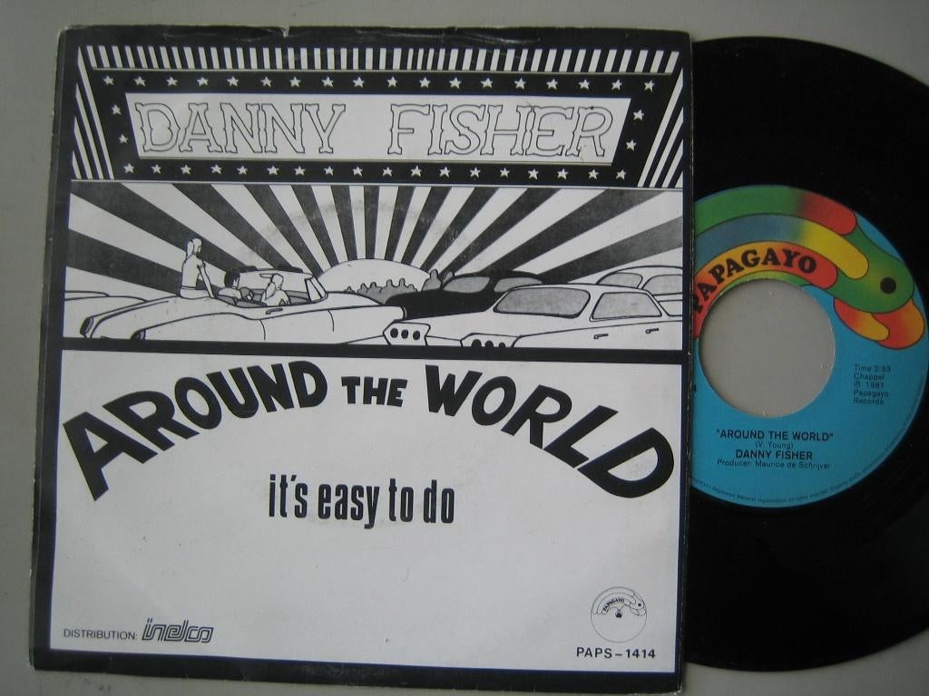 Danny Fisher - Around the world ( 1981 ) ( Papagayo records, Gebruikt, 7 inch, Single, Ophalen of Verzenden