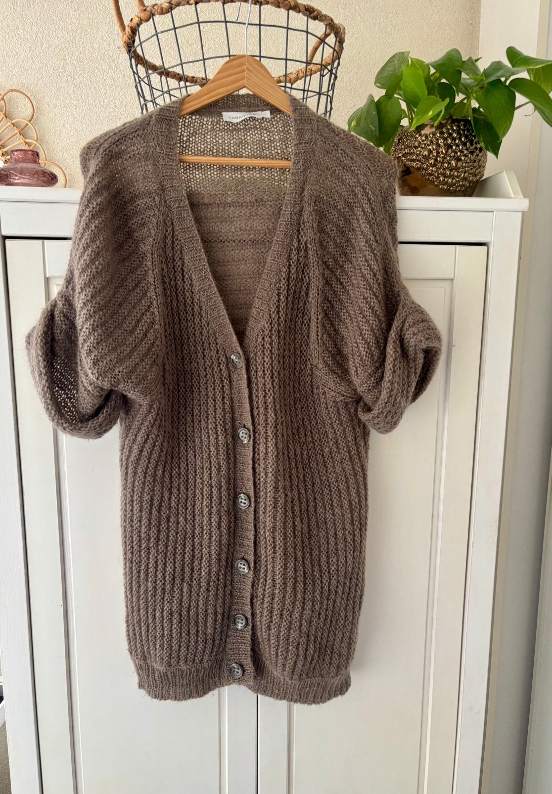 Turnover mohair wollen vest maat L, Ophalen of Verzenden, Zo goed als nieuw, Maat 42/44 (L), Bruin