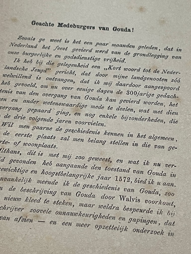 Het boek Watergraaf met zijn paard / Geschiedenis Gouda 1872, Ophalen of Verzenden