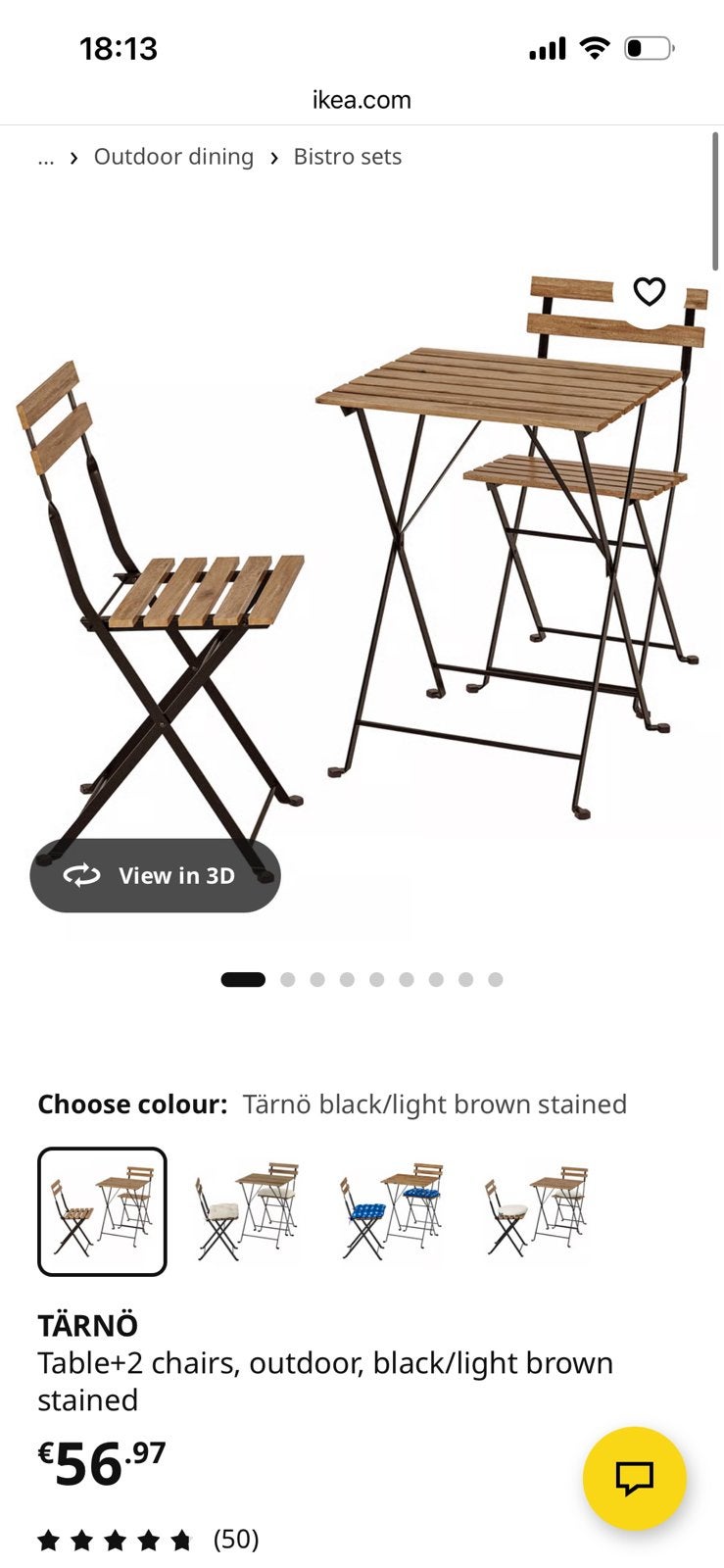 Tärnö Ikea Tuintafel en -stoelen, Tuin en Terras, Tuinstoelen, Ophalen, Zo goed als nieuw, Hout, Inklapbaar