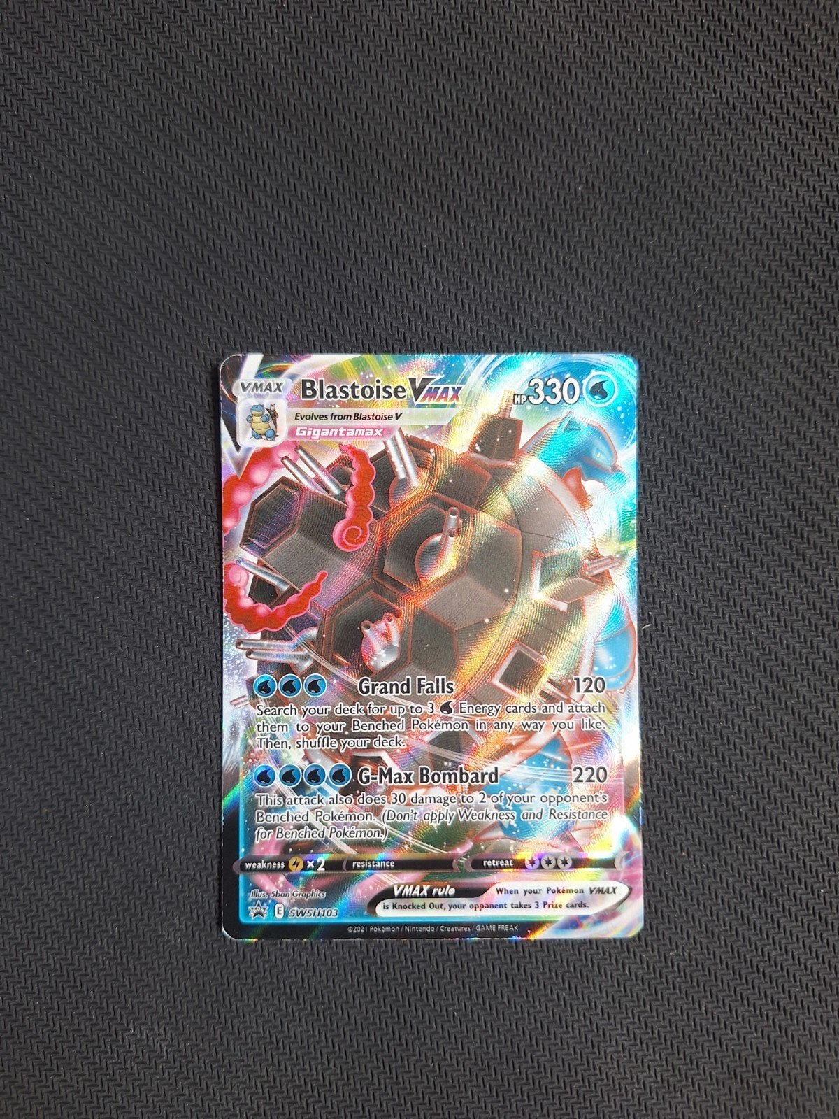 Blastoise VMAX Gigantamax Pokémon Kaart vmax swsh zeldzaam, Ophalen of Verzenden, Zo goed als nieuw, Losse kaart, Foil
