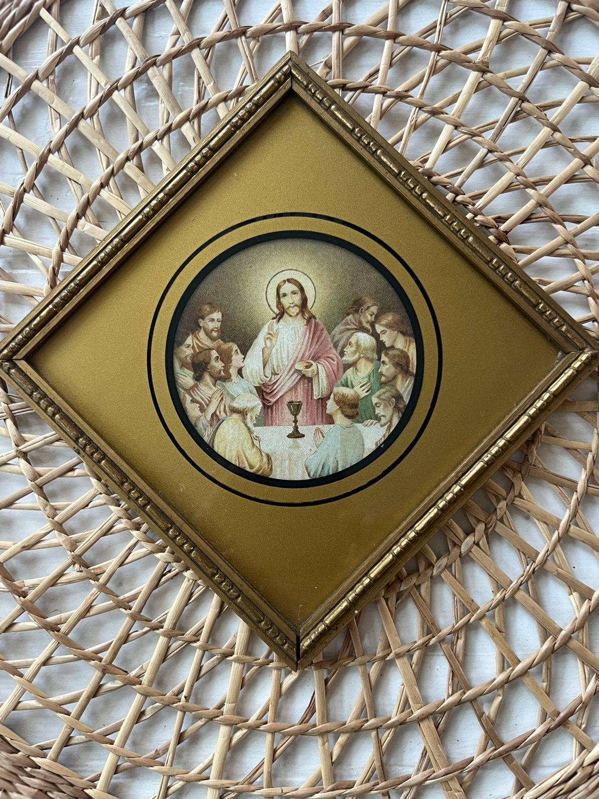 Mooie antieke religieuze afbeelding Het Laatste Avondmaal, Antiek en Kunst, Ophalen of Verzenden
