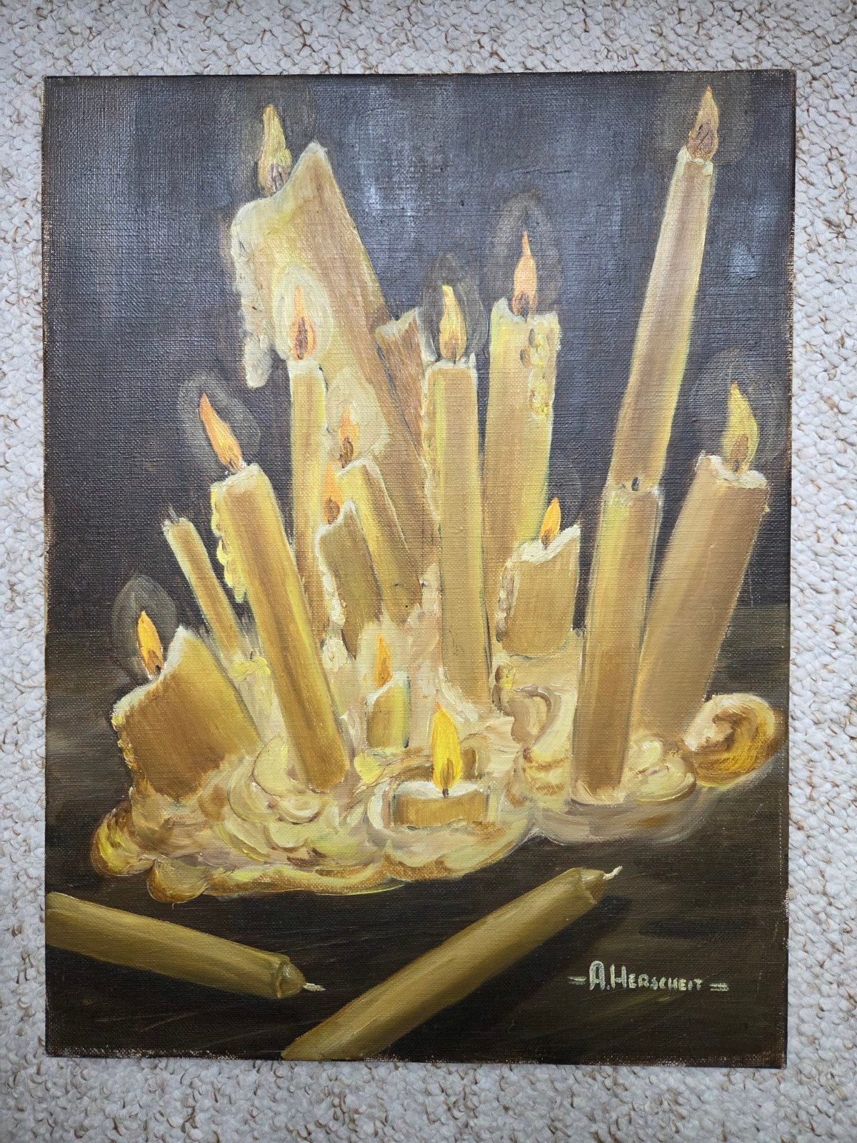 Schilderij kaarsen, olieverf op canvas, Ophalen of Verzenden