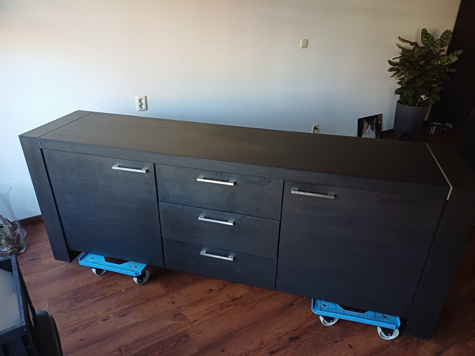 Massief zwaar eiken dressoir tevens hoge kast goossens Cielo, Huis en Inrichting, Ophalen, Met lade(s), Zo goed als nieuw, 200 cm of meer