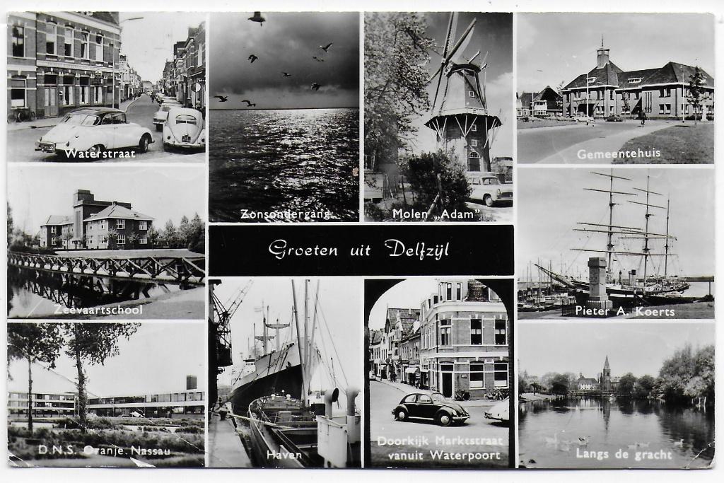 Delfzijl Oude Gelopen Ansichtkaart uit 1964 ( B5089), Ophalen of Verzenden, 1940 tot 1960, Gelopen