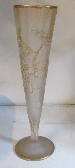 art nouveau Legras St Denis acid etched vaas goud emaille 41, Antiek en Kunst, Antiek | Glas en Kristal, Verzenden