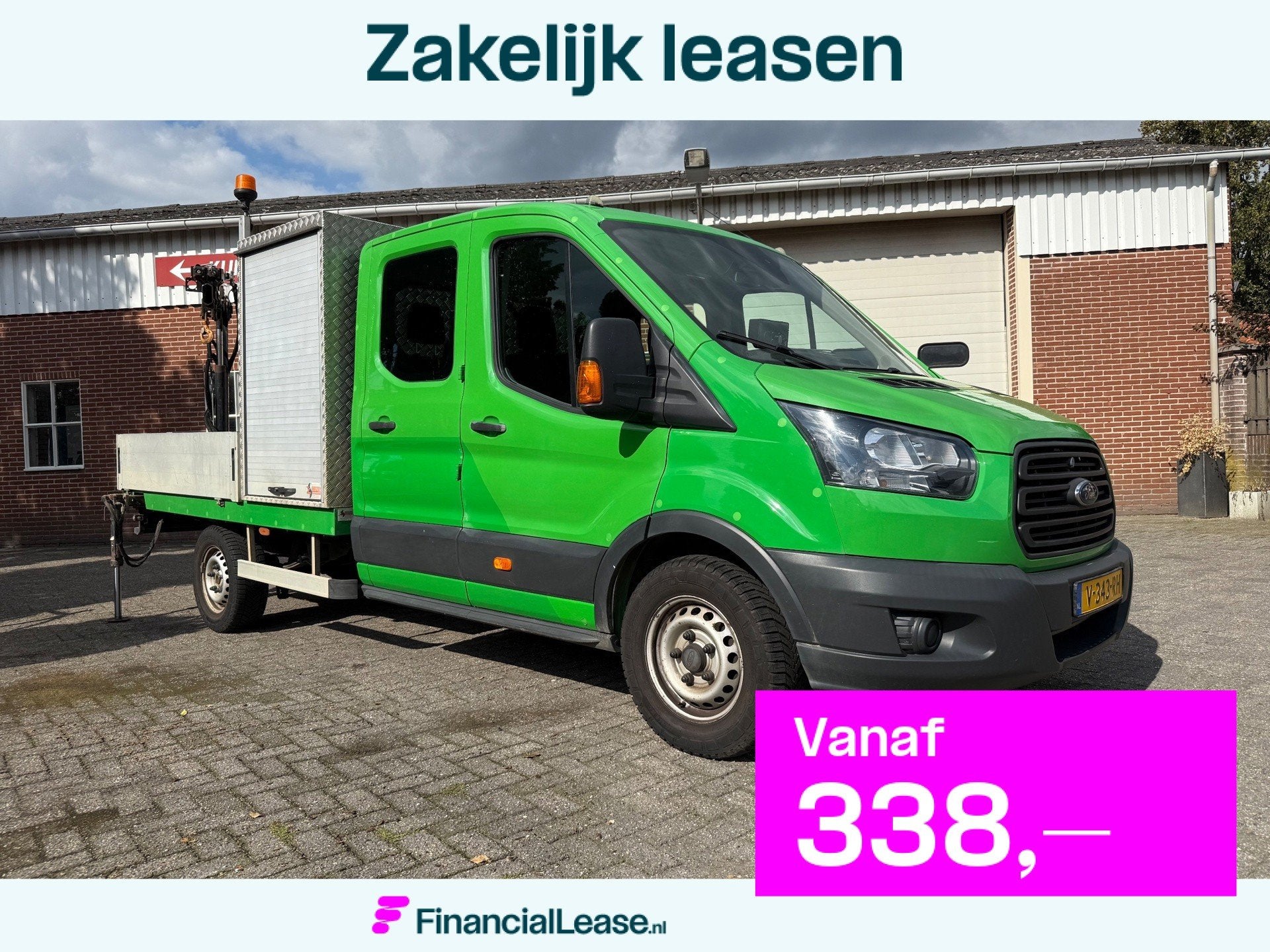 Ford Transit 350 2.0 TDCI L4H1 DC HIAB kraan camera airco 30, Achterwielaandrijving, Euro 6, 4 cilinders, 2800 kg