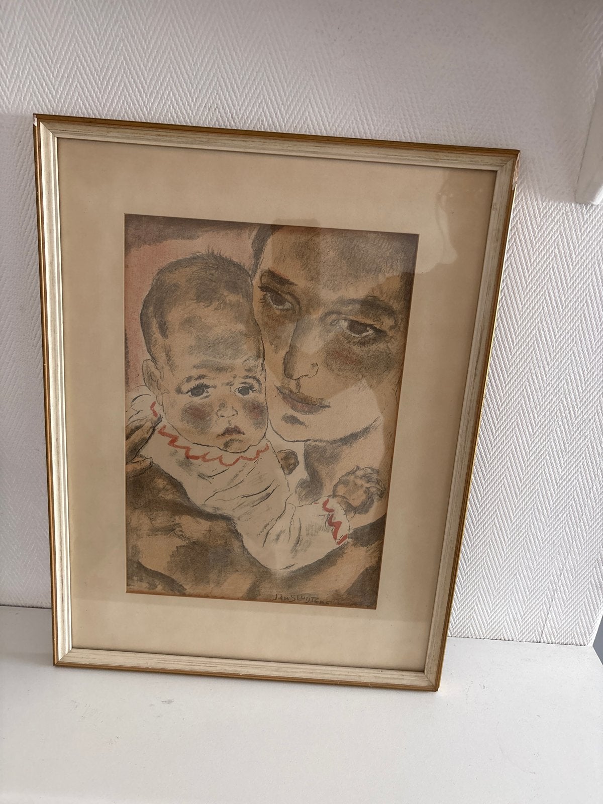 Jan Sluijters - Moeder en kind (ingelijst), Antiek en Kunst, Kunst | Tekeningen en Foto's, Ophalen of Verzenden, Tekening, Potloodtekening