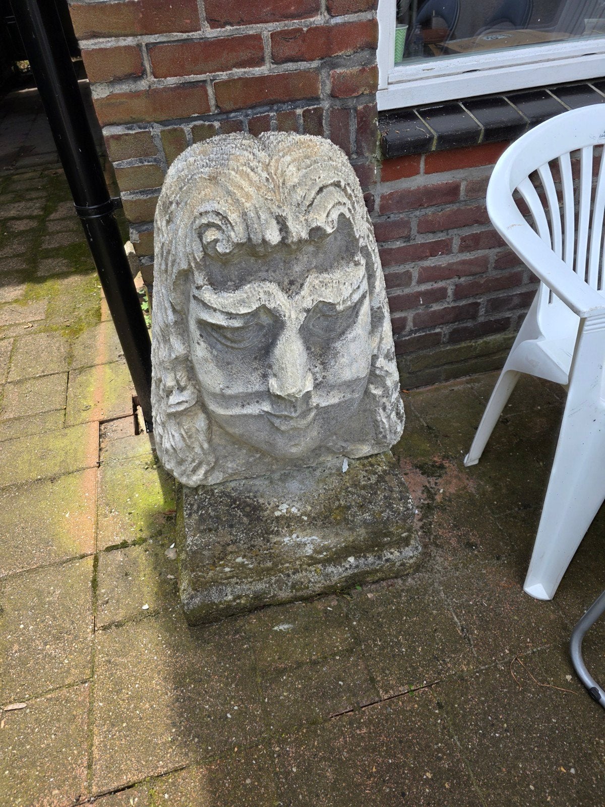 Stenen Beeld Hoofd - Klassieke Tuindecoratie, Antiek en Kunst, Kunst | Beelden en Houtsnijwerken, Ophalen, Overige onderwerpen