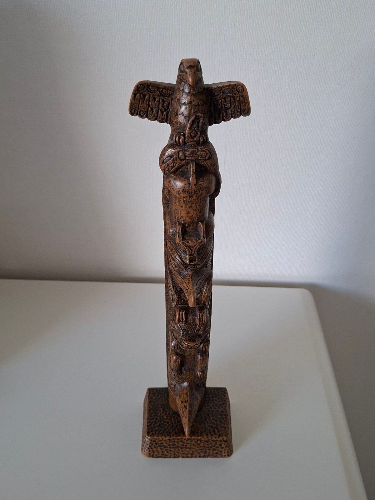 Houten Totempaal met Adelaar - Handgesneden Decoratie, Antiek en Kunst, Kunst | Beelden en Houtsnijwerken, Totempaal, Hout, Vogel