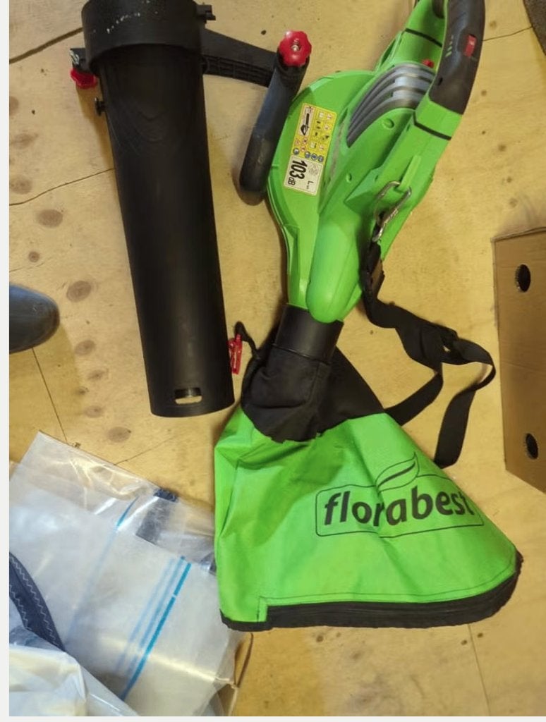 Florabest Bladblazer/Bladzuiger met versnipperfunctie, Tuin en Terras, Bladblazers, Ophalen, Gebruikt, Met opvangzak, Ruggedragen