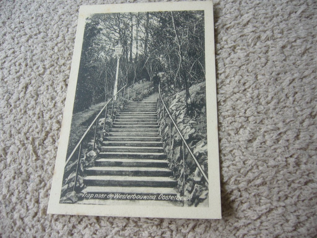 OOSTERBEEK  =  TRAP NAAR DE WESTERBOUWING MET MAN, Verzamelen, Ophalen of Verzenden, 1920 tot 1940, Ongelopen, Gelderland
