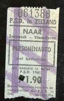 kaartje Veerpont Zeeuws Vlaanderen 1961 (VK-101), Ophalen of Verzenden, Gebruikt
