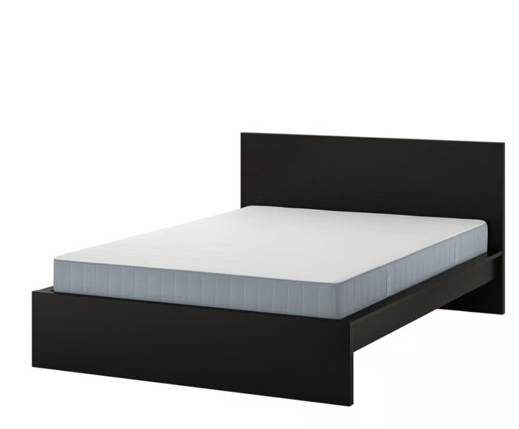 2 pers. bed, zwartbruin, 140x200 cm met lattenbodem, Malm, Ophalen, Gebruikt, Zwart, Tweepersoons