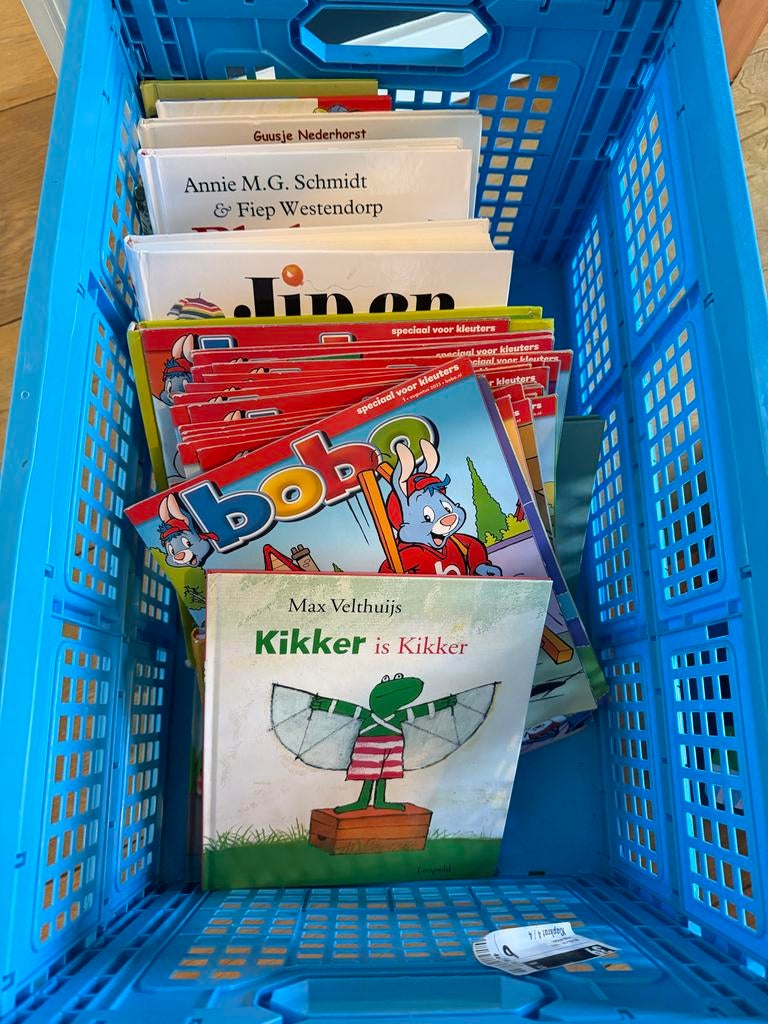 Krat vol kinderboekjes en Bobo's, Boeken, Gelezen, 5 of 6 jaar, Fictie algemeen, Jongen of Meisje