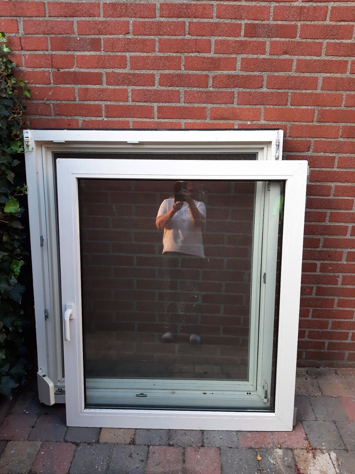 Kunststofraam 110x127cm - Wit met inzet hor, Ophalen, Minder dan 80 cm, Gevelraam of Ruit, Dubbelglas
