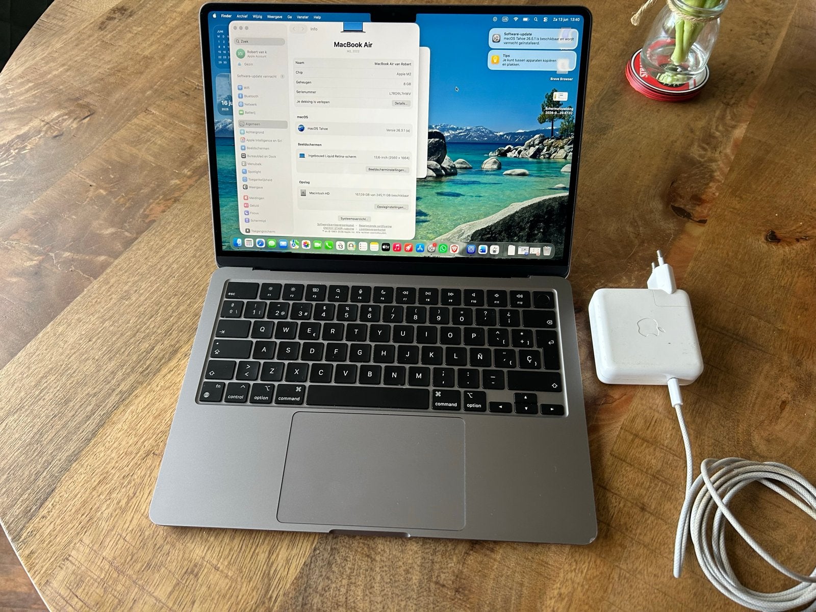 MacBook Air M2 2022 - Zo goed als nieuw, 256 GB, 2 tot 3 Ghz, Qwerty, 8 GB