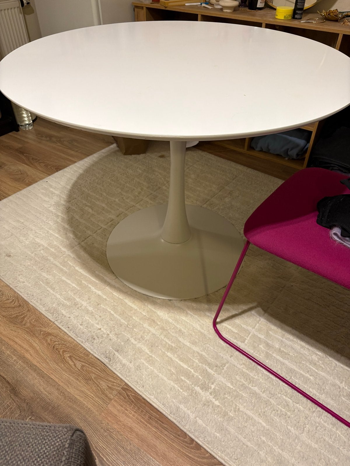 Jysk Ringsted witte tafel, diameter 100 cm, Ophalen, Overige materialen, Gebruikt, Rond