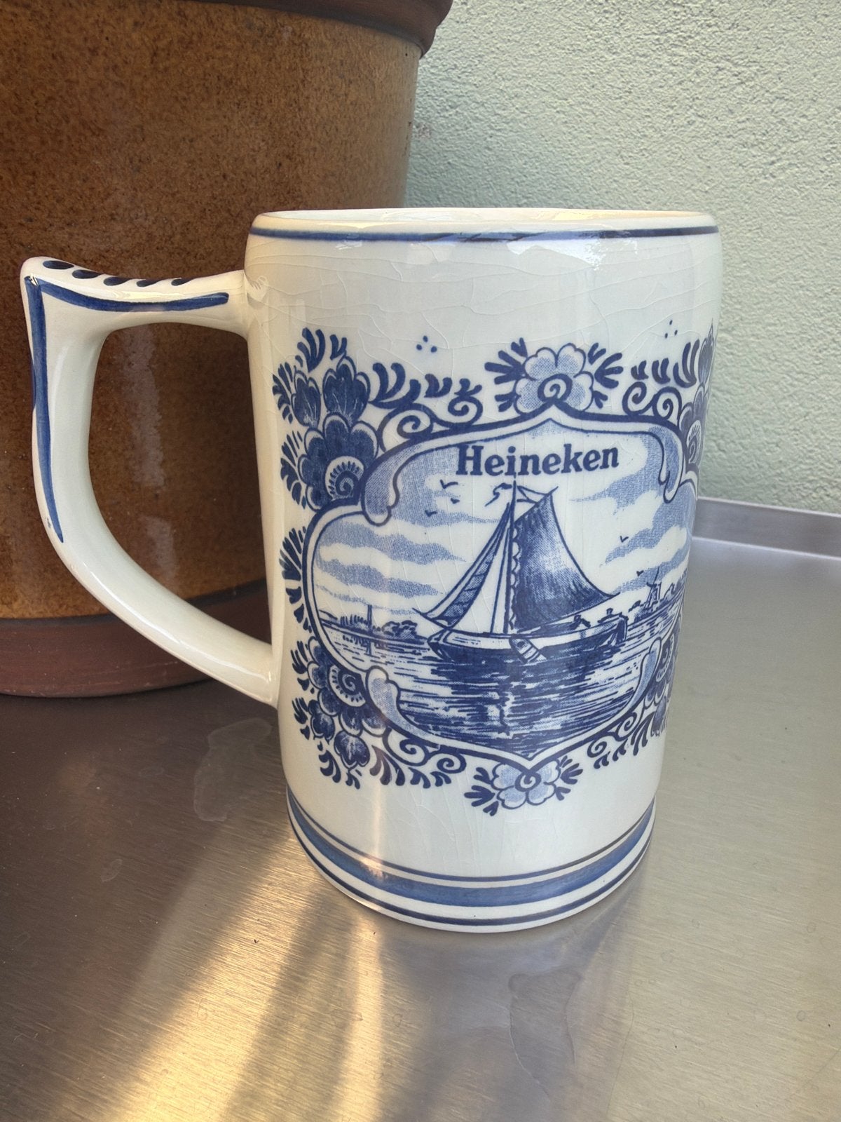 Delfts Blauw Heineken Bierpul - Handgeschilderd Holland, Verzamelen, Biermerken, Ophalen of Verzenden