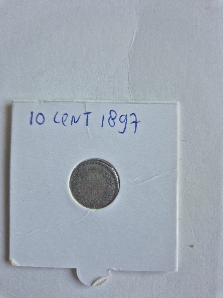 Munt 10 cent 1897 Wilhelmina schaars, Postzegels en Munten, Zilver, Ophalen of Verzenden, 10 cent, Koningin Wilhelmina