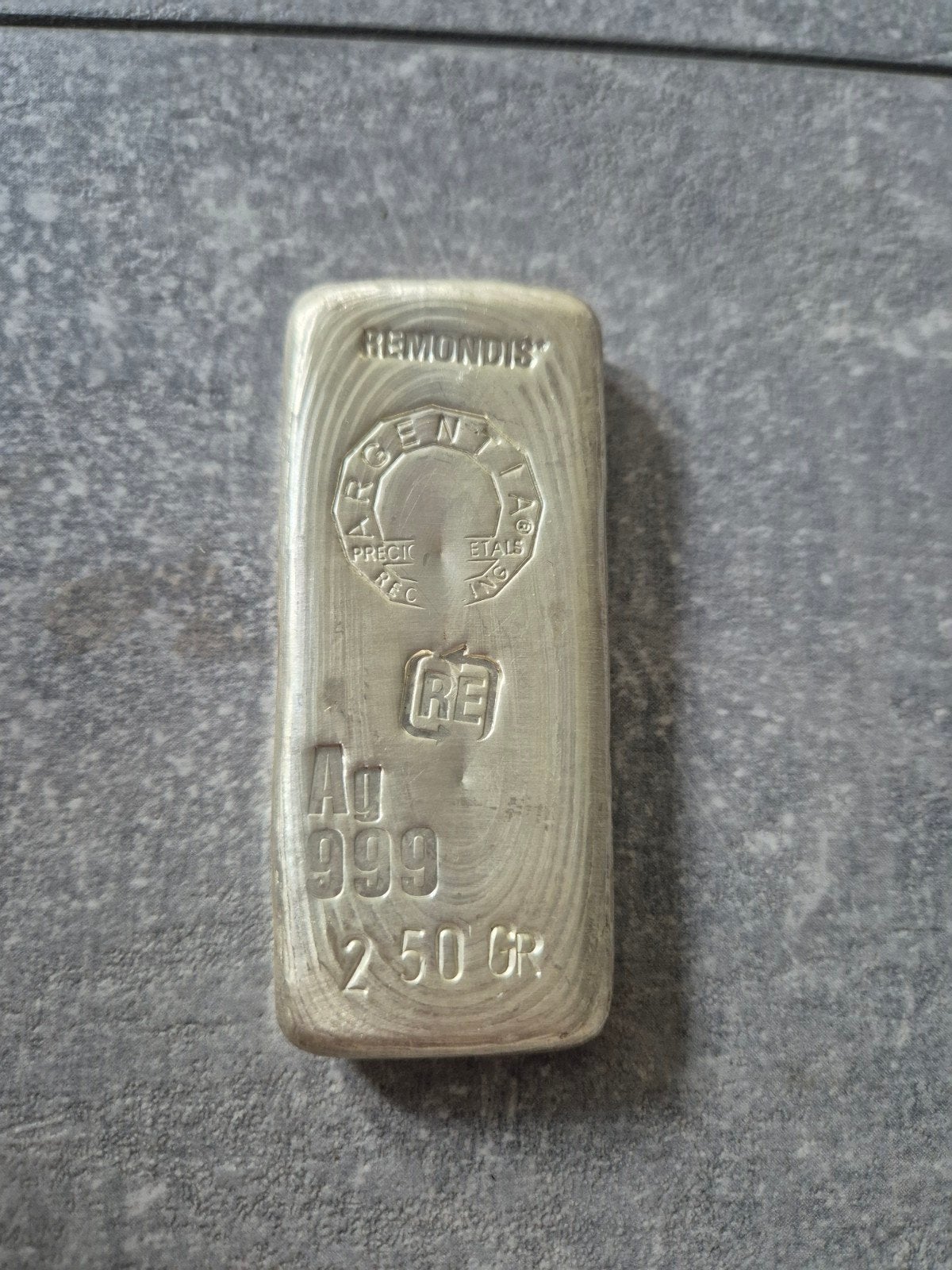 Zilverbaar Remondis Argenti 250 gram 999 fijn zilver, Ophalen of Verzenden