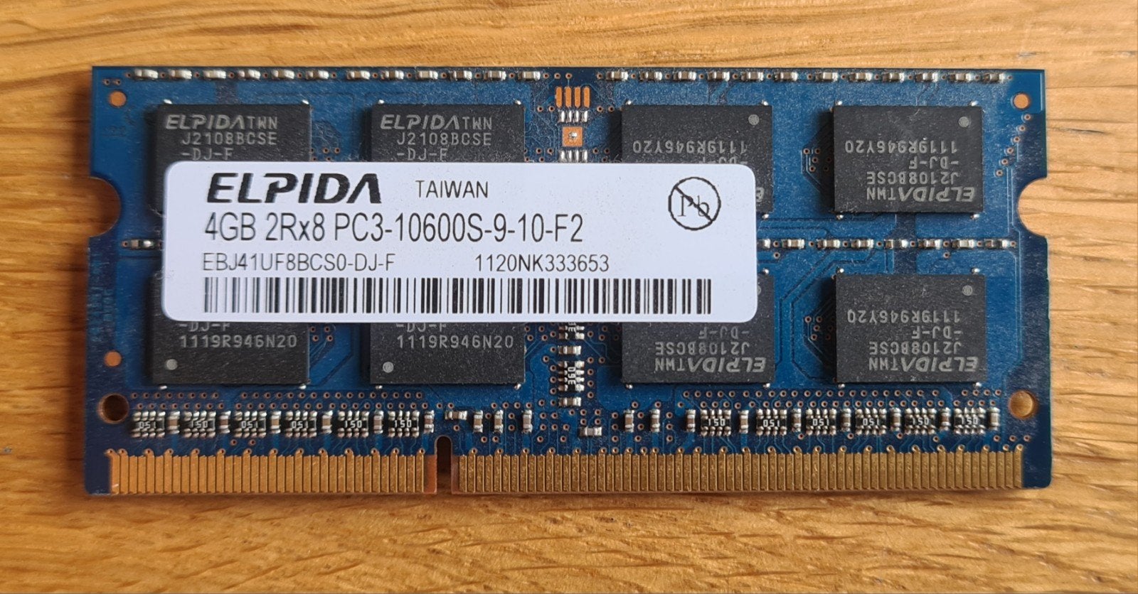 ELPIDA 4GB DDR3 RAM Geheugen PC3-10600S Laptop, Computers en Software, Gebruikt, DDR3, Ophalen of Verzenden, Laptop
