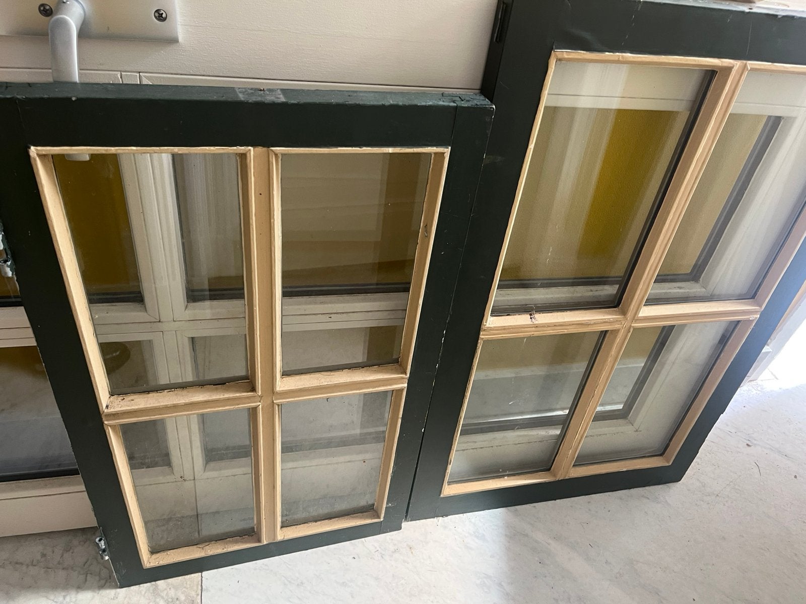 4 hardhouten ramen excl kozijnen, Ophalen, Zo goed als nieuw, Gevelraam of Ruit, 120 tot 160 cm
