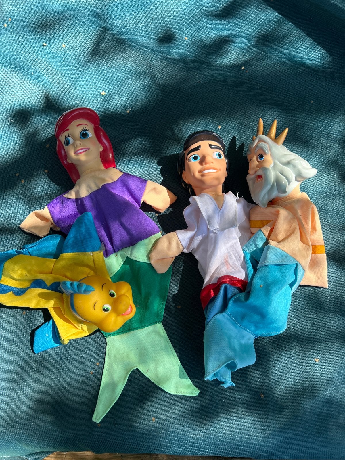 Disney De Kleine Zeemeermin handpoppen set, Verzamelen, Ophalen, Pocahontas of Kl. Zeemeermin, Gebruikt, Knuffel