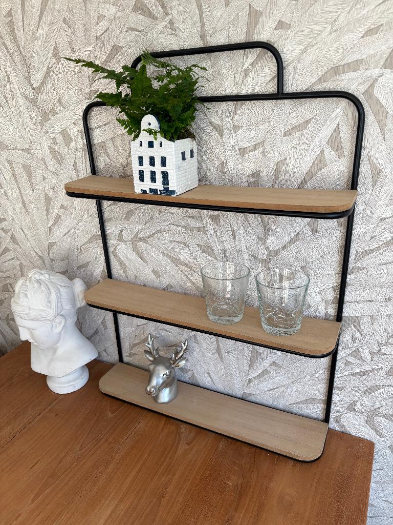 Wandrek 3-laags hout/metaal  ZGAN!!, Huis en Inrichting, Woonaccessoires | Wandplanken en Boekenplanken, Ophalen, Zo goed als nieuw