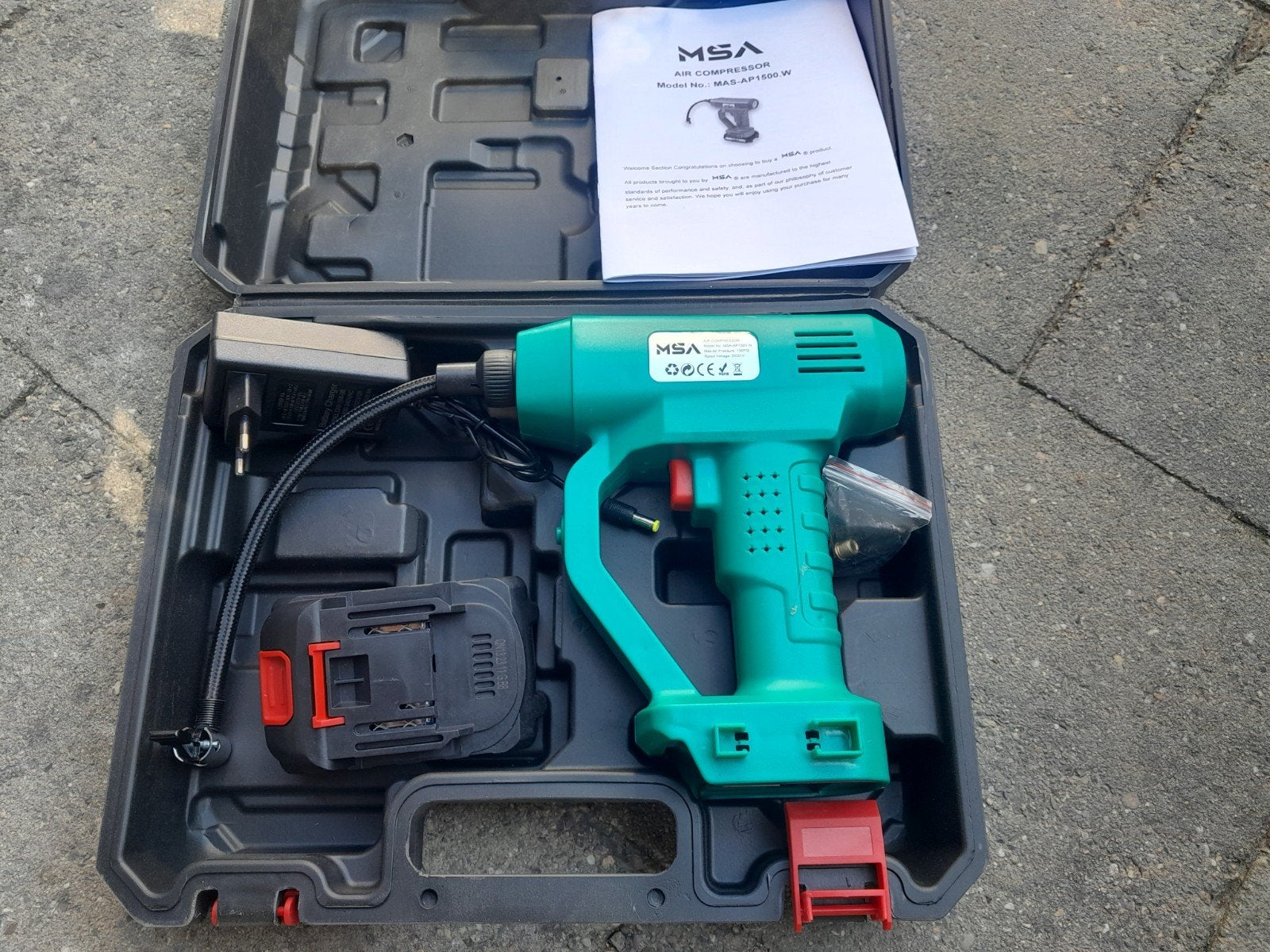 MSA Accu Compressor MAS-AP1500.W - Draagbaar en Krachtig, Ophalen of Verzenden, Zo goed als nieuw, Minder dan 200 liter/min, Minder dan 6 bar