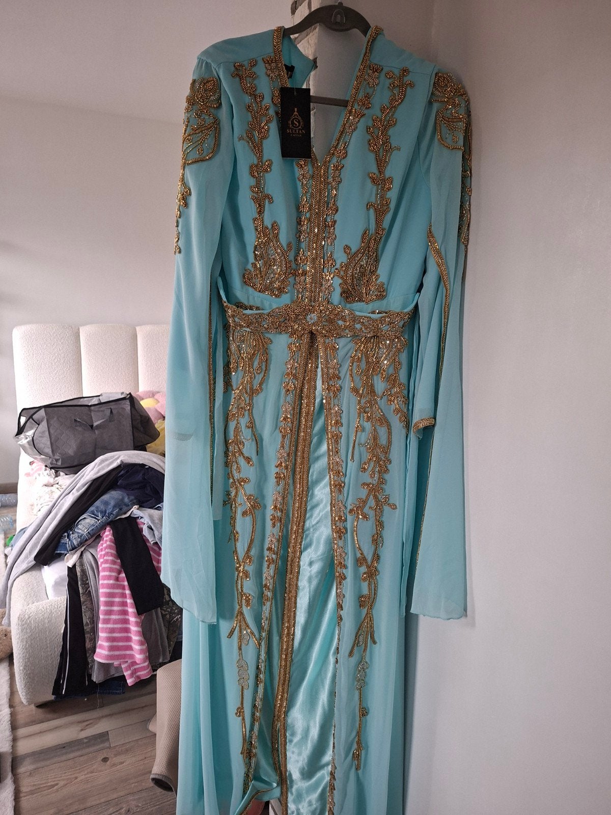 Nieuwe Marokkaanse Feestjurk Kaftan Maat L/XL, Kleding | Dames, Jurken, Ophalen, Nieuw, Maat 46/48 (XL) of groter, Blauw