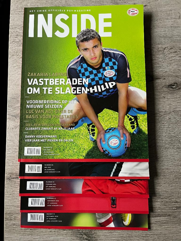 Jaargang 17/18 PSV Inside Aug 2010 - Juli 2011 5 stuks, Verzamelen, Ophalen of Verzenden, Zo goed als nieuw, PSV, Boek of Tijdschrift