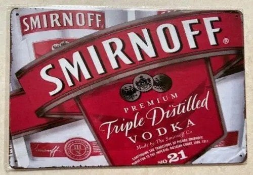 Vintage metalen bordje Smirnoff Vodka (30x20cm), Ophalen of Verzenden, Nieuw, Reclamebord