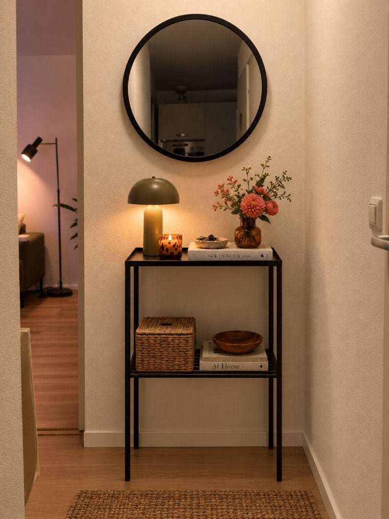 Zwarte metalen sidetable, Huis en Inrichting, Ophalen, Gebruikt, 50 tot 100 cm, Metaal